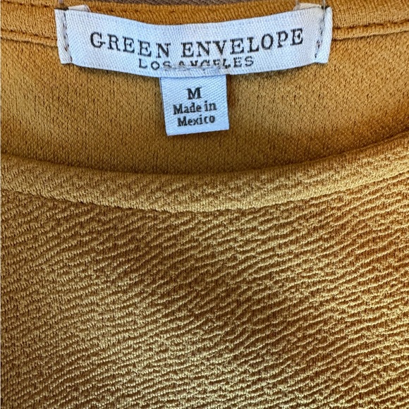 Green Envelope Mustard Yellow Bell Sleeve Blouse M - Picture 4 of 5